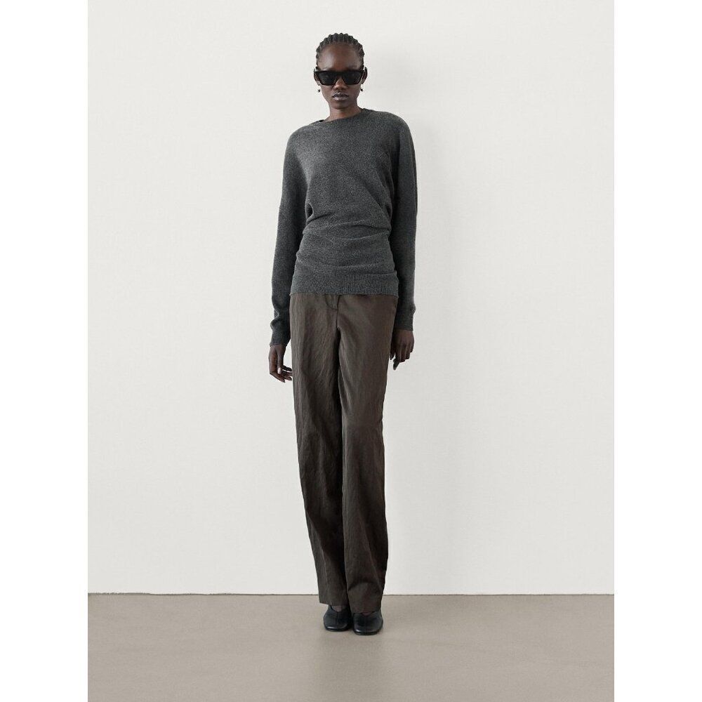 Massimo Dutti Women Pants EU 40 US 8 Brown Satin Barrel Trousers 5055/850 NWT